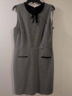 Talbots Black and White Houndstooth Sheath Dress